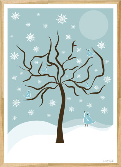 Winter poster in oak frame