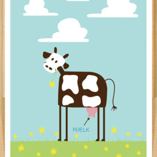 Cow poster in oak frame