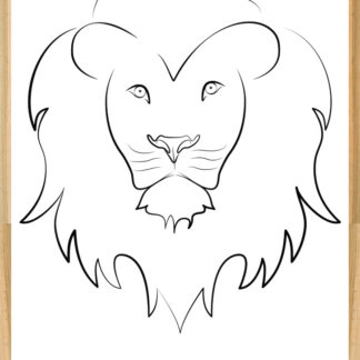 Lion Art Poster in oak frame