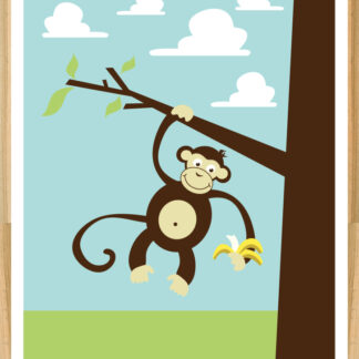 Monkey poster in oak frame